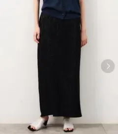 【新品タグ付】OPAQUE.CLIP◆メタリックイージーナロースカート　ブラックのサムネイル