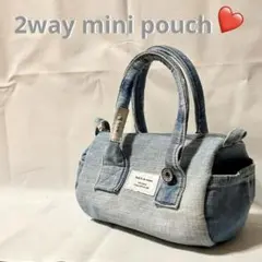 ビンテージデニムリメイク❤️2wayミニバッグポーチショルダー