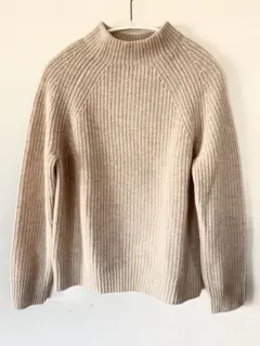 MUJI ヤク入りウール畦編みモックネックセーター M