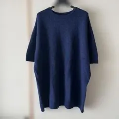 タグ付き・新品 mizuiro ind 半袖ニット ネイビーのサムネイル