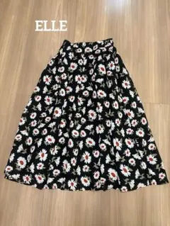 更にお値下げ【美品】ELLE 花柄フレアスカート 黒/Mのサムネイル