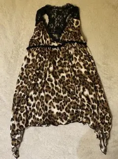 子供服セール　バナナチップス　ヒョウ柄ワンピース　130cm