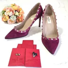 VALENTINO パンプス ロックスタッズ スエード 37 1/2