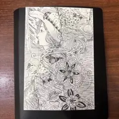 「やすらぎの匂い」 ペン画 ハガキサイズ ケント紙 ボールペン モノクロ