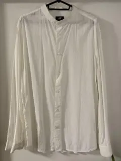 H＆M メンズワイシャツ ノーカラー 白 無地 XLサイズ レギュラーフィット