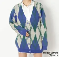 ゴージ GORGE モヘアアーガイルＢＩＧカーディガン【F】オーバーサイズ