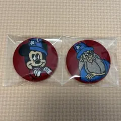 刺繍 缶バッジ ディズニー ファンタジア ミッキー 魔法使い 2個セット