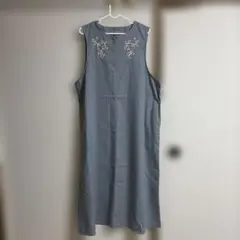 サマンサモスモス コード刺繍ジレワンピース （ブルー）