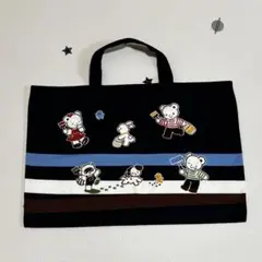 【美品】ファミリア　レッスンバック　ネイビー×ベージュ