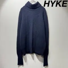 希少 HYKE 上質 ウール リブニット デザイン セーター タートルネック 1のサムネイル