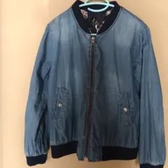 リバーシブルボンバージャケット デニム・フラワー