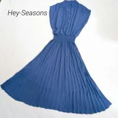 ヘイシーズンズ ロングワンピース バンドカラー プリーツ フレア