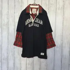 open dich❤️シャツ トレーナー 薄手 ロゴ レイヤード 重ね着風 M