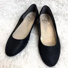 【美品】アンリーフ unReef ウェッジソール パンプス ブラック 22.5のサムネイル