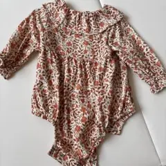 花柄襟付きロンパース