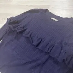 mystic ネイビー フリル付き長袖ニット