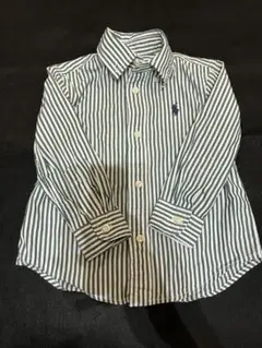 Ralph Lauren 12M 緑と白のストライプシャツ