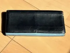 【希少】ポールスミス 長財布 レザー ブラック×ブルー メッセージ刻印入り
