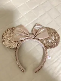 ディズニーランド ミニーマウス カチューシャ ピンク ゴールド スパンコール