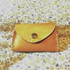 レザー編み込みミニ財布 ライトブラウン