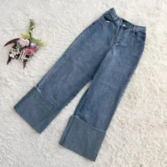 『RETRO GIRL』 ワイドデニムパンツ ジーパン ジーンズ ロールアップのサムネイル