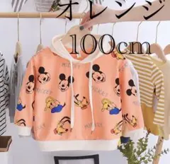 激安SALE キッズ男女兼用裏起毛キャラクター集合人気パーカートレーナーオレンジ