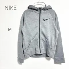 【ナイキ】ジップパーカー M（S相当）灰色 シンプル スポーツ NIKEロゴ刺繍