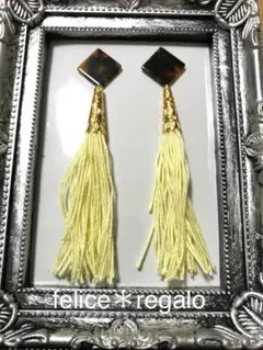 【送料無料】べっ甲風大ぶりタッセル ピアス＊イヤリング