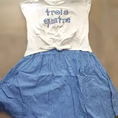 サンカンシオン　切り替え半袖ワンピース　140