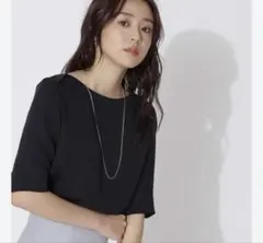 NATURAL BEAUTY BASIC ブラウス ネイビー 五部袖