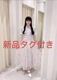最終値下げ　ラメフリル花柄OP ワンピース　ピンク　フリーサイズ　エブリン