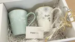 Francfranc 花柄ペアマグカップ 2個＋ハートペアスプーン2個セット