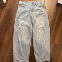 GU ジーユー　バレルレッグジーンズ　34インチ　ブルー