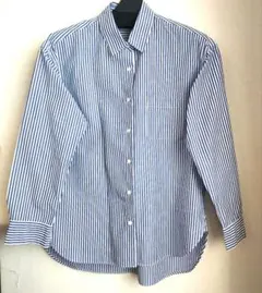 ユニクロ　ストライプシャツ　S　ブルー　レディース