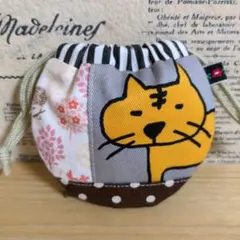 ハンドメイド まるいミニ巾着 (ネコ チェック 水玉) - メルカリ