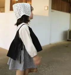 新品 2点 ブラックギンガム チェックワンピース エプロン セットアップ