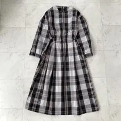 美品✨23AW✨ドゥロワー ナイロンxシルク チェックタフタギャザー 