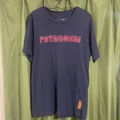 【希少】patagonia USA製オーガニックコットンロゴTシャツ　ネイビー