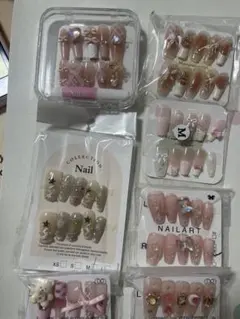 ネイルチップセット 多様デザイン ピンク系