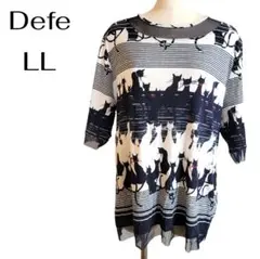 最終価格❣️詰め放題対象❣️Defe☆ チュニック　猫プリント　ネイビー　LL