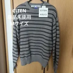 新品未使用　CITEN ダークグレー ストライプ ニットセーター　M
