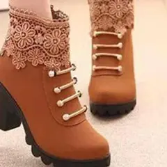レディース　ショートブーツ　美脚　レース　刺繍　太ヒール　秋冬　新作