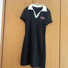 SHEIN ブラック リブ編み ミニワンピース 半袖