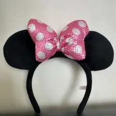ミニーマウス カチューシャ スパンコール ピンク