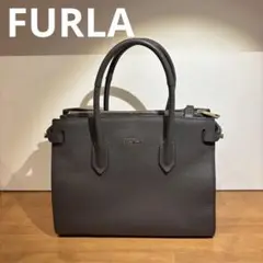 美品 フルラ FURLA ハンドバッグ　2WAY グレー　レディース　オフィス