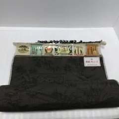 紬 反物 正絹 黒地 竹柄