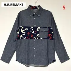 H.R.REMAKE ハリウッドランチマーケット 長袖デニムシャツ アンカー柄