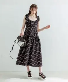 OLIVE des OLIVE リボンティアードキャミワンピース ブラック