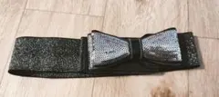 再々値下げ！美品　リボン型ラメベルト 黒と銀