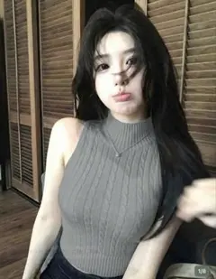 SHEIN ノースリーブ ニット グレー